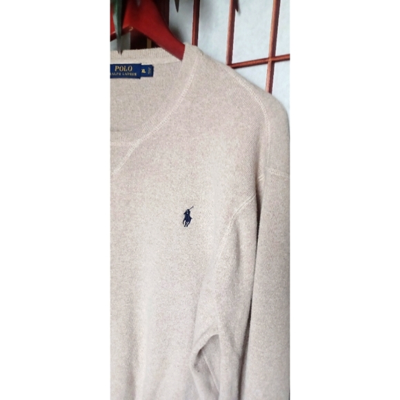 Polo by Ralph Lauren Men's Cotton Knit Sweater with Navy Blue Pony Logo - Picture 4 of 8